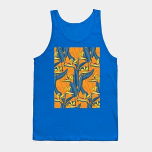 Bird of paradise flowers on orange Tank Top